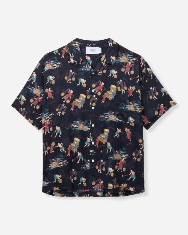 【MOMOTARO】RAYON S/S SHIRT 滿版採鹽者印花縲縈夏威夷襯衫 made by Momotaro