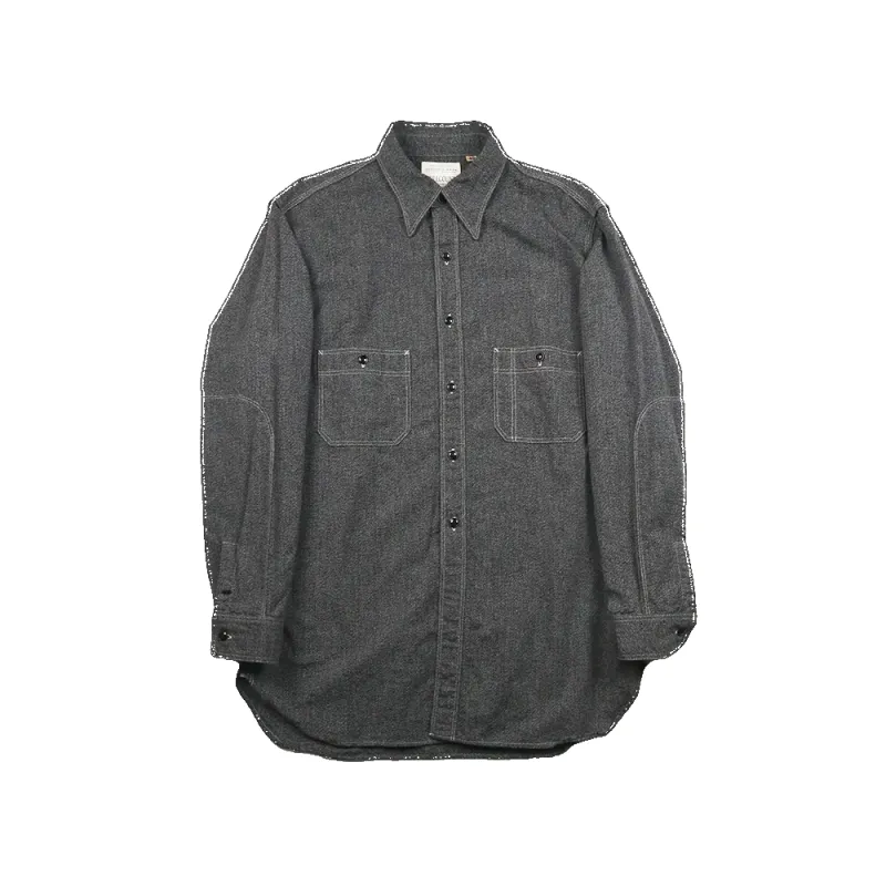 【Fullcount】Triple Stitch Covert Chambray Shirt 胡椒鹽灰色青年布工作襯衫 made by Full Count