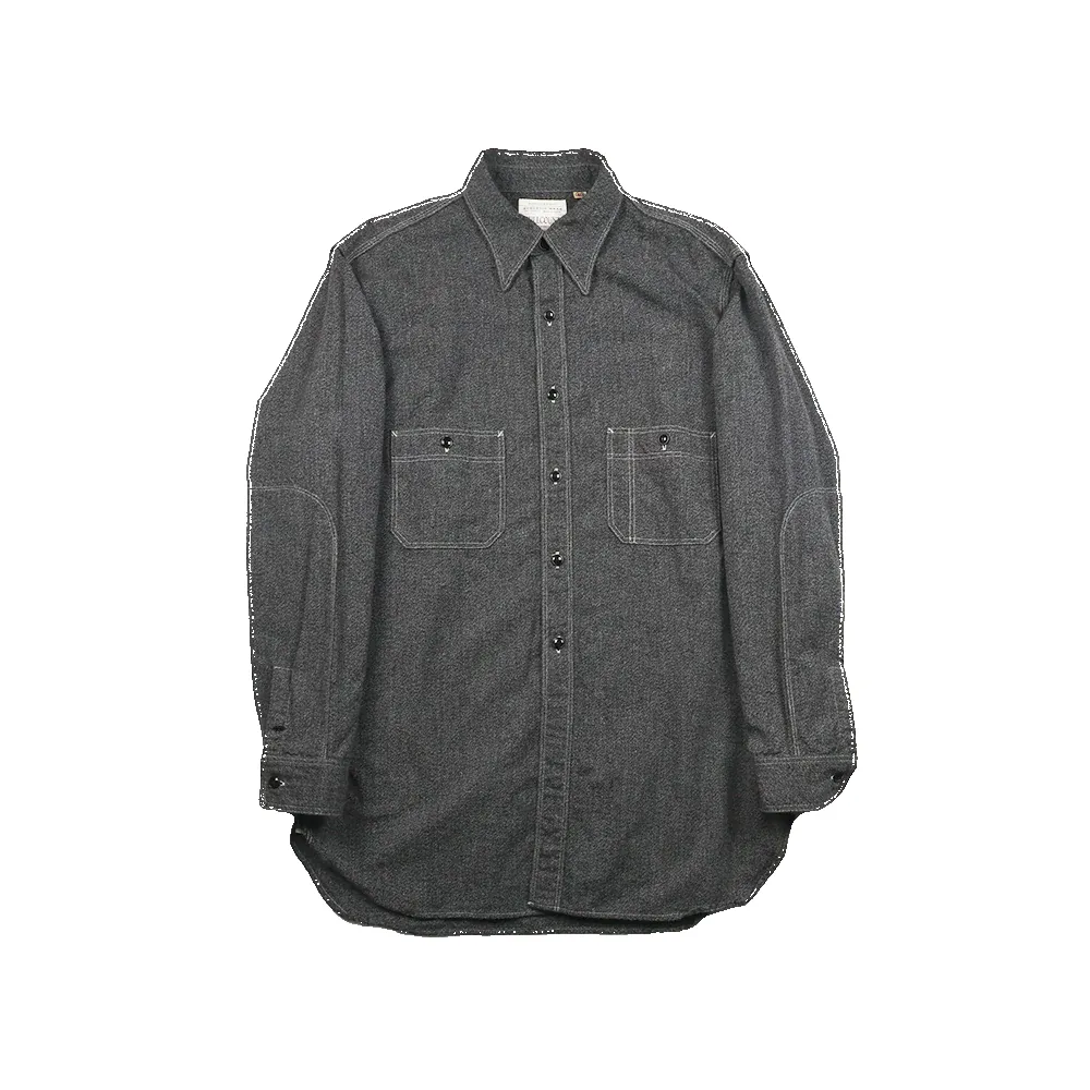 【Fullcount】Triple Stitch Covert Chambray Shirt 胡椒鹽灰色青年布工作襯衫 sold by Blue Beach Denim