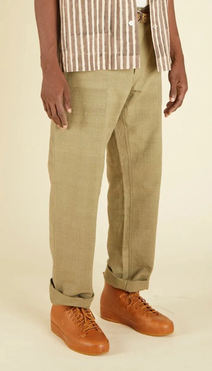 【INDI+ASH】OBELISK PANT - Powerloom Canvas Sage 天然植物綠染軍裝長褲 sold by Blue Beach Denim product image thumbnail 3