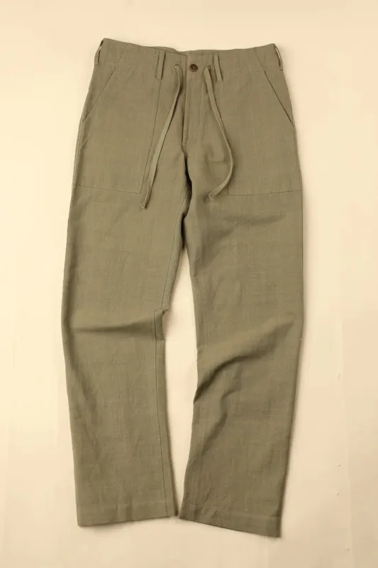【INDI+ASH】OBELISK PANT - Powerloom Canvas Sage 天然植物綠染軍裝長褲 made by Blue Beach Denim