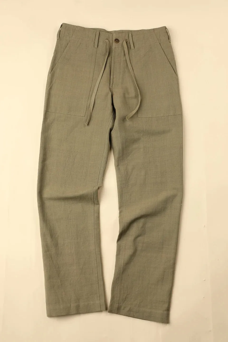 【INDI+ASH】OBELISK PANT - Powerloom Canvas Sage 天然植物綠染軍裝長褲 sold by Blue Beach Denim