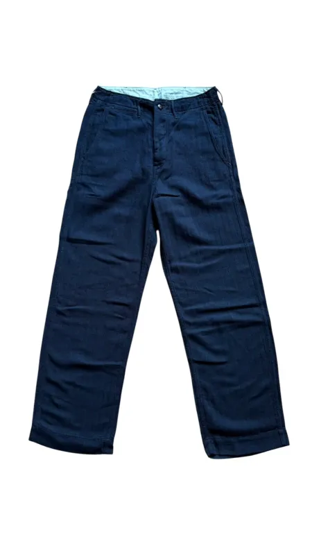 【Fullcount】Indigo Herringbone Trousers 靛藍復古人字紋M41軍裝長褲 made by Full Count
