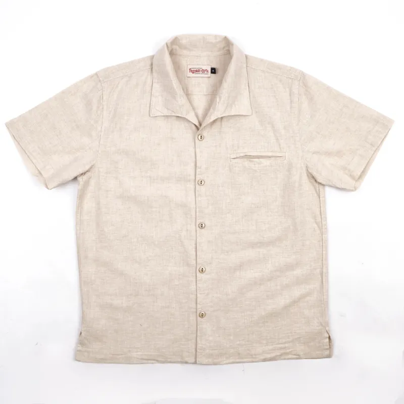 【Freenote】Cayucos Sand 沙色亞麻混紡復古開領襯衫 made by Freenote Cloth