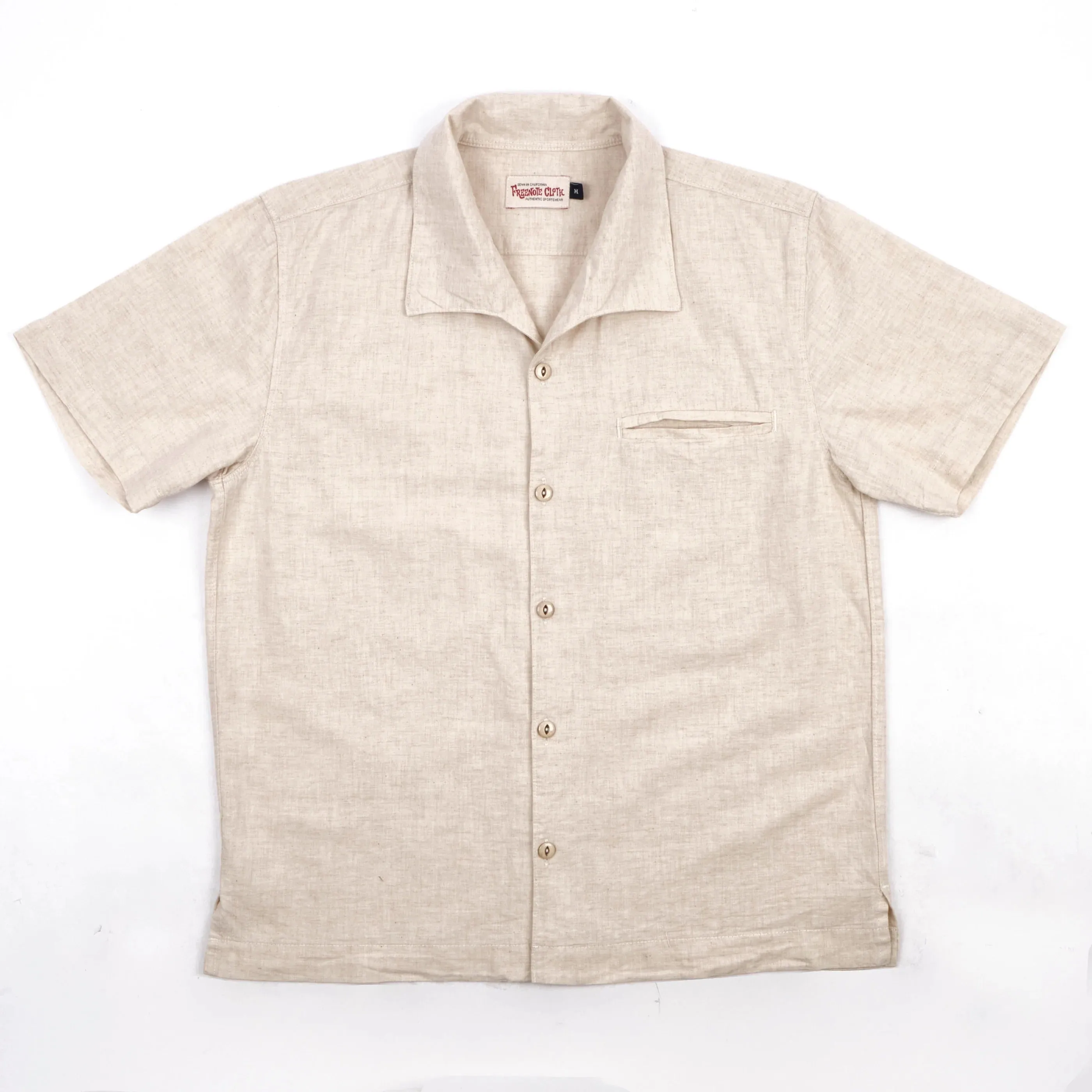 【Freenote】Cayucos Sand 沙色亞麻混紡復古開領襯衫 sold by Blue Beach Denim