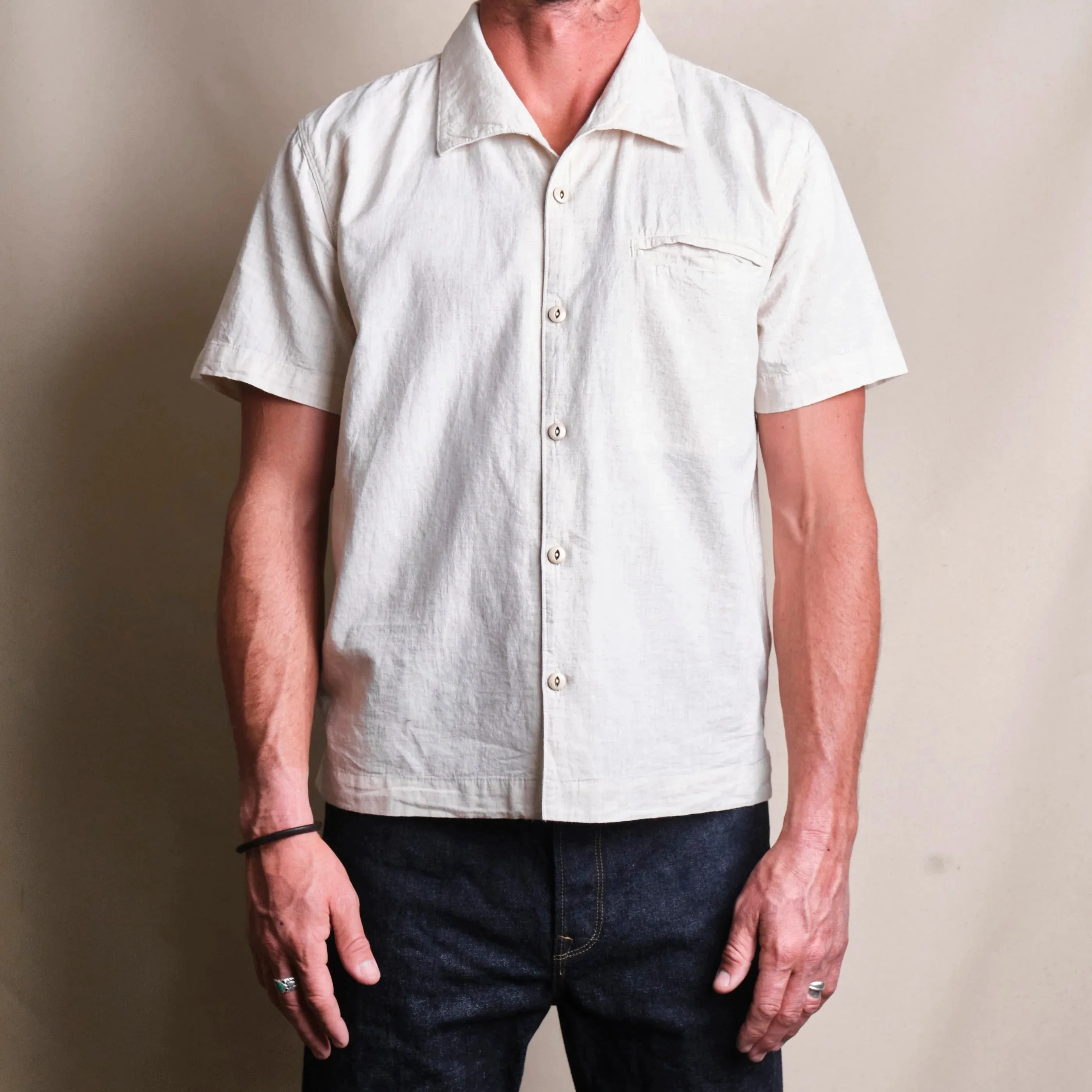【Freenote】Cayucos Sand 沙色亞麻混紡復古開領襯衫 sold by Blue Beach Denim product image thumbnail 2
