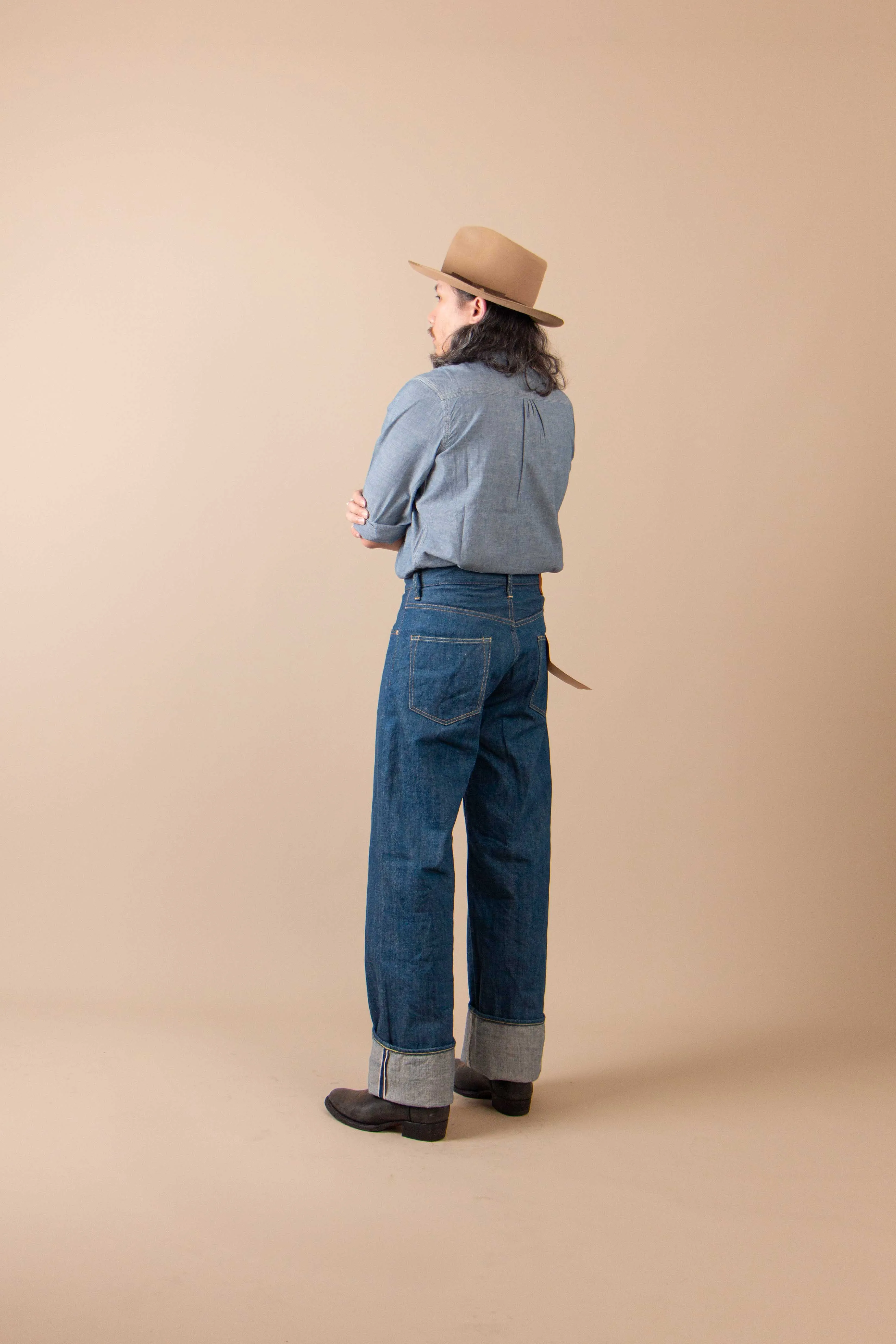 【ONI DENIM】222-OFBD 13.7 oz Old Faded Blue Denim 硫化古藍色赤耳超寬直筒原色褲 sold by Blue Beach Denim product image thumbnail 4
