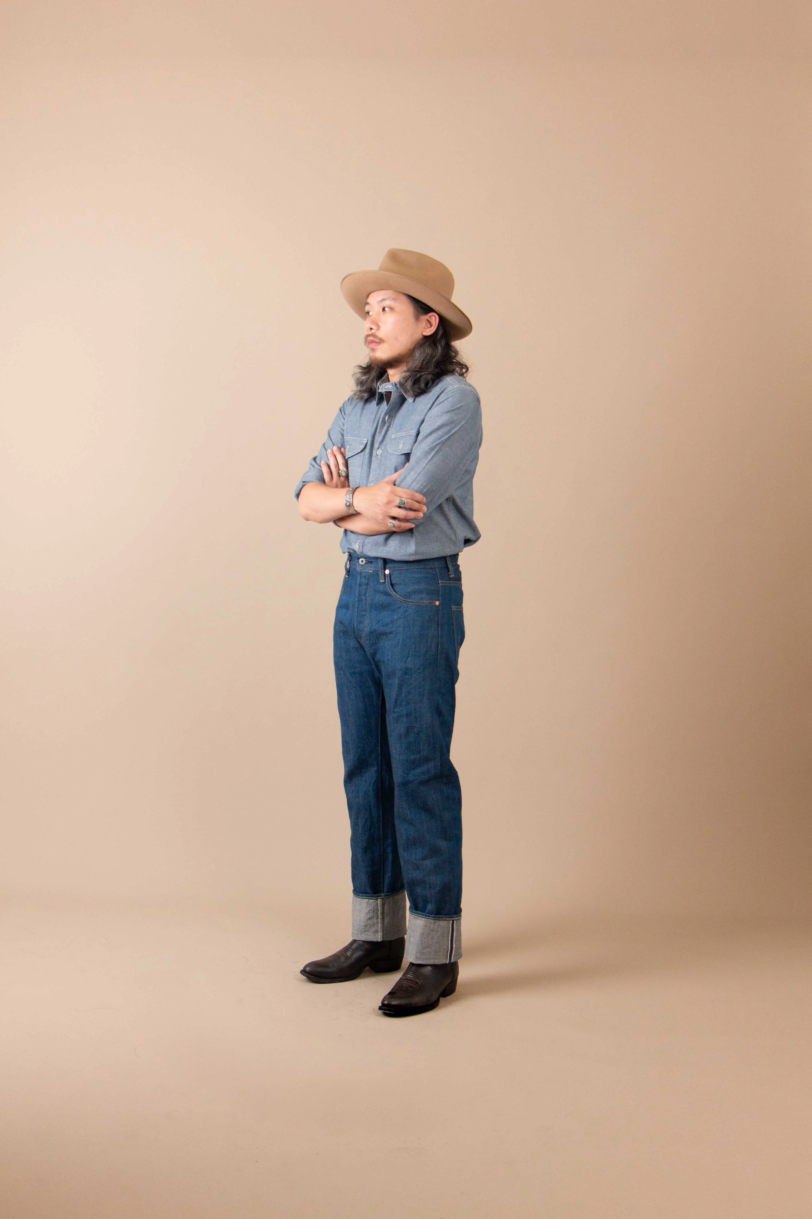 【ONI DENIM】271-OFBD 13.7 oz Old Faded Blue Denim 硫化古藍色赤耳經典直筒原色褲 sold by Blue Beach Denim product image thumbnail 3