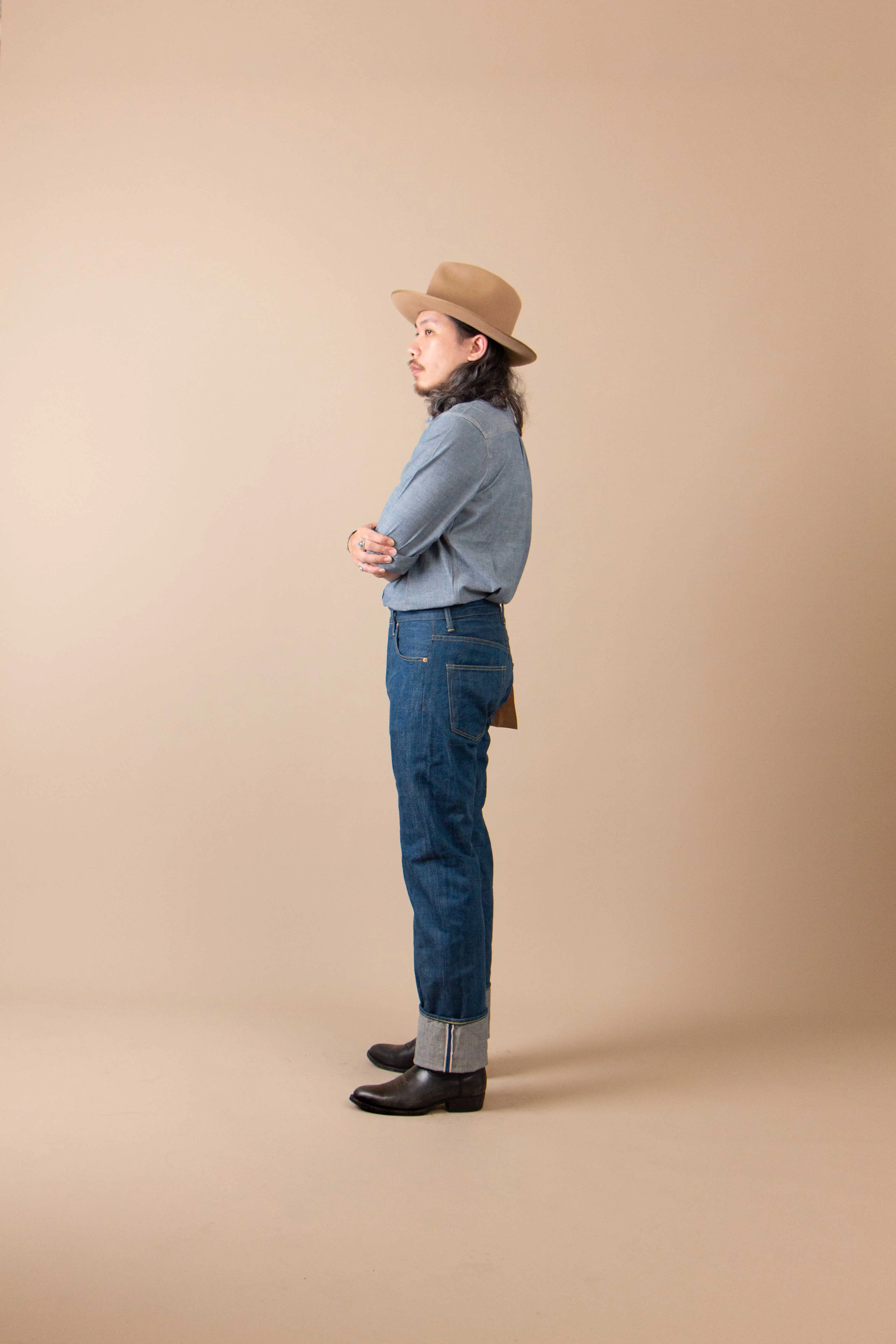 【ONI DENIM】271-OFBD 13.7 oz Old Faded Blue Denim 硫化古藍色赤耳經典直筒原色褲 sold by Blue Beach Denim product image thumbnail 4