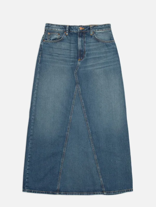 【Nudie Jeans】Tanja Skirt Orange Painter Mid Blue 自然水洗畫家丹寧長裙 made by Nudie Jeans