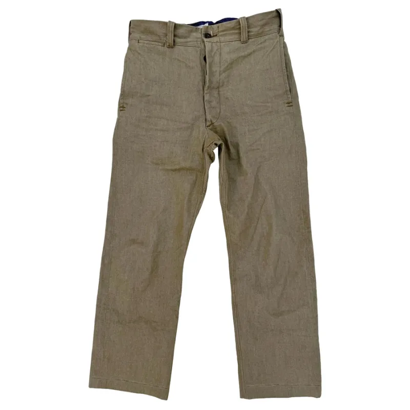 【MISTER FREEDOM】Sportsman Chinos - Khaki Selvedge Denim 卡其綠丹寧巴黎扣復古直筒長褲 made by Mister Freedom