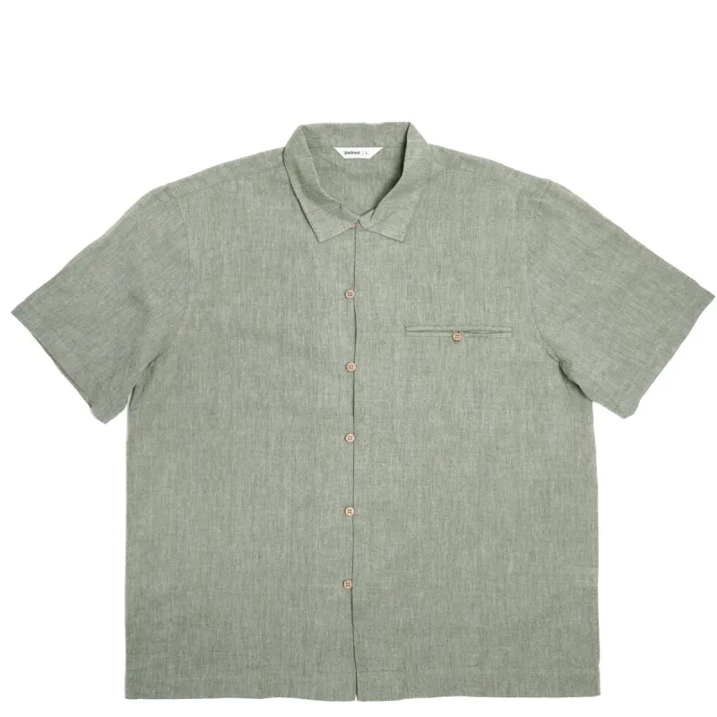 Short Sleeve Loop Shirt Grass Linen/Cotton sold by Brooklyn Clothing Co.