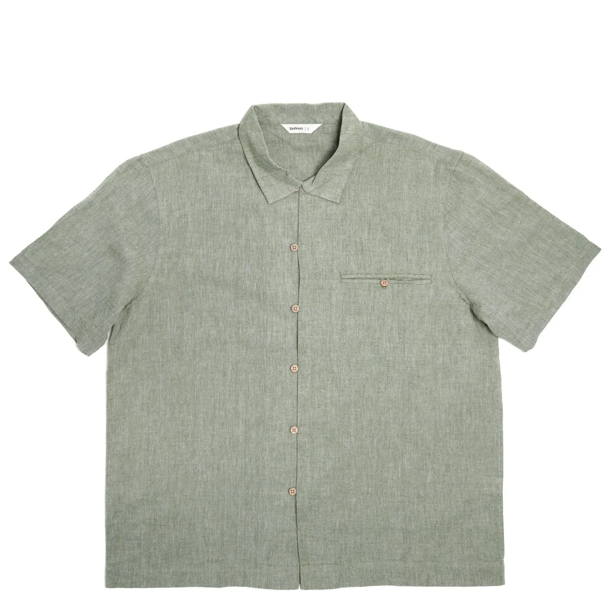 Short Sleeve Loop Shirt Grass Linen/Cotton sold by Brooklyn Clothing Co.