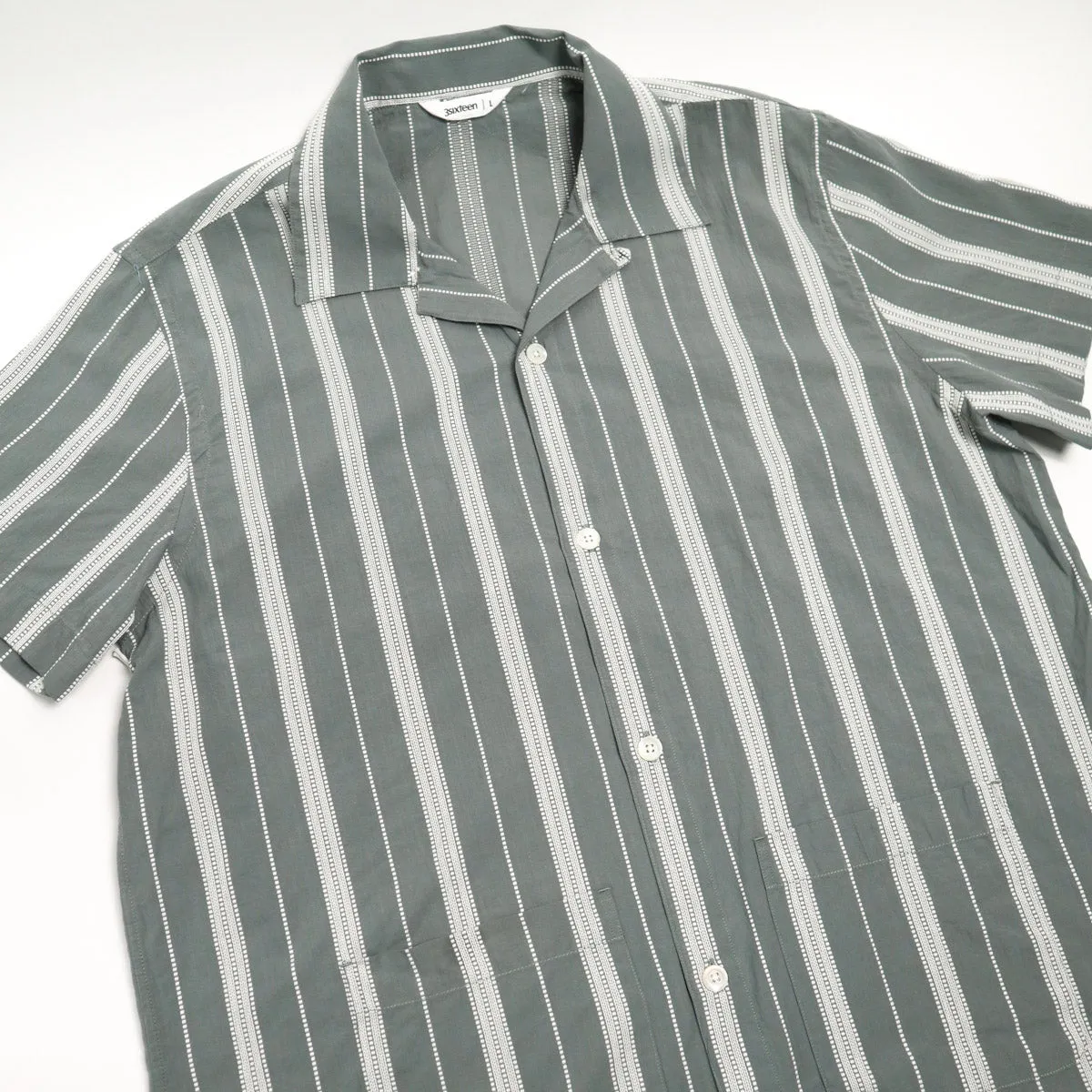 Cabana Shirt Sage Ticking Stripe sold by Brooklyn Clothing Co. product image thumbnail 3