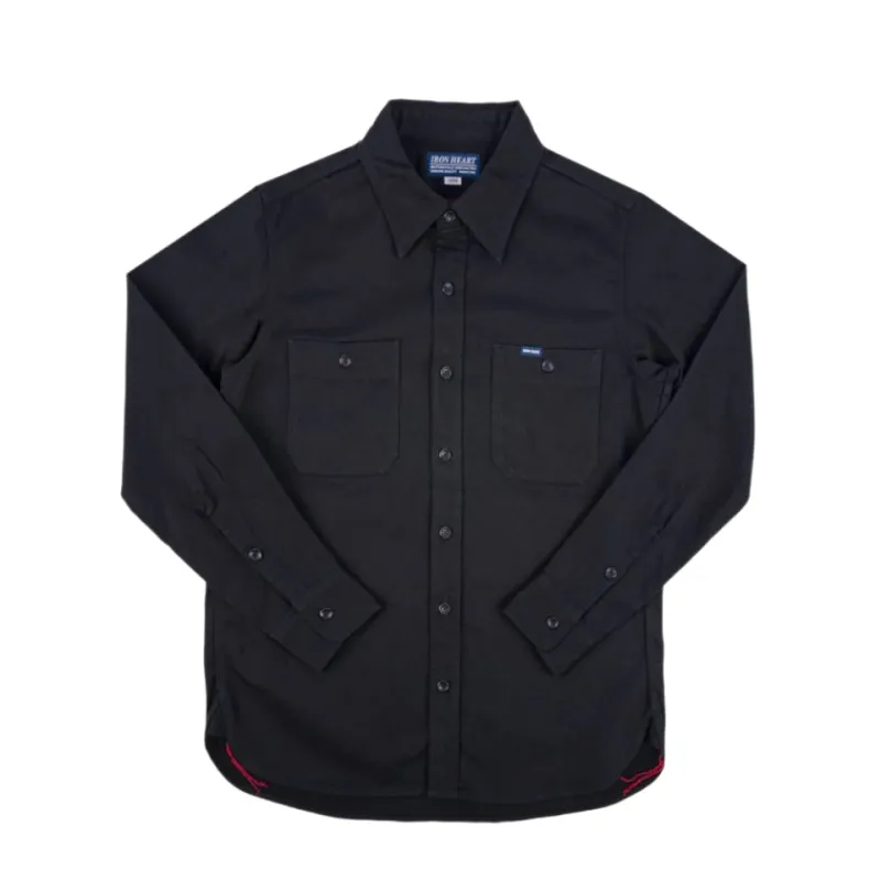 IHSH-414-BLK 9oz Cotton Linen Work Shirt Black sold by Brooklyn Clothing Co.
