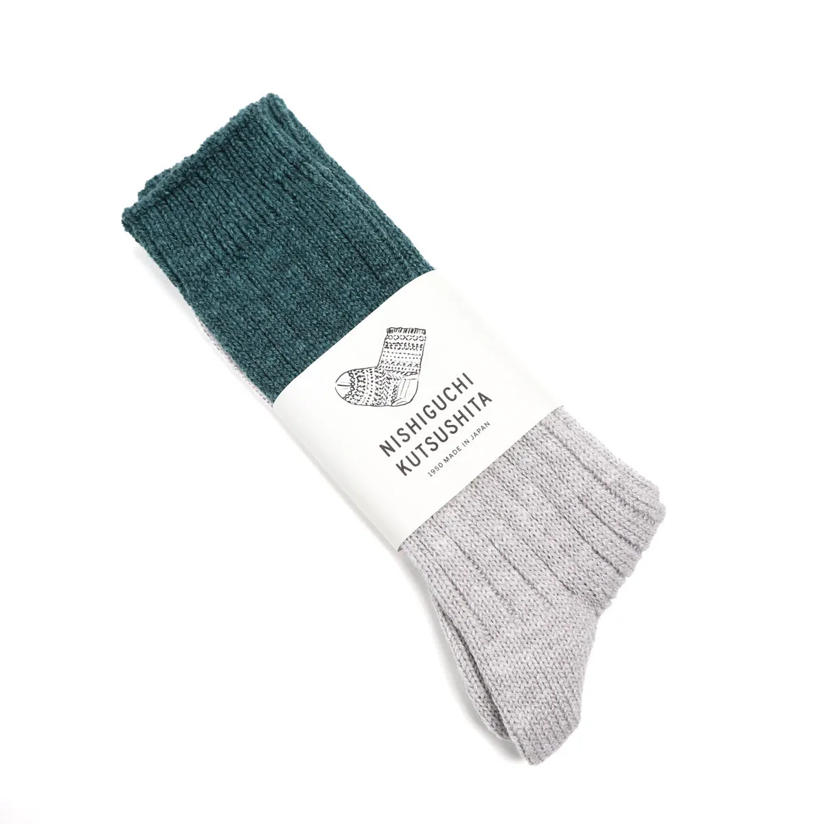 Boston Wool Cotton Slab Socks Jungle Green sold by Brooklyn Clothing Co.