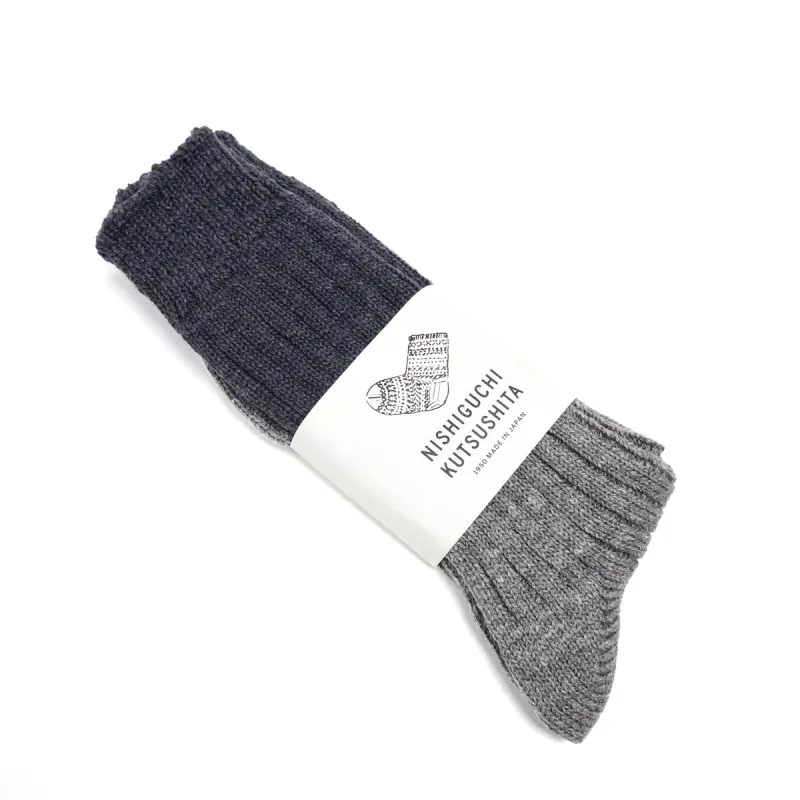 Boston Wool Cotton Slab Socks Charcoal sold by Brooklyn Clothing Co.