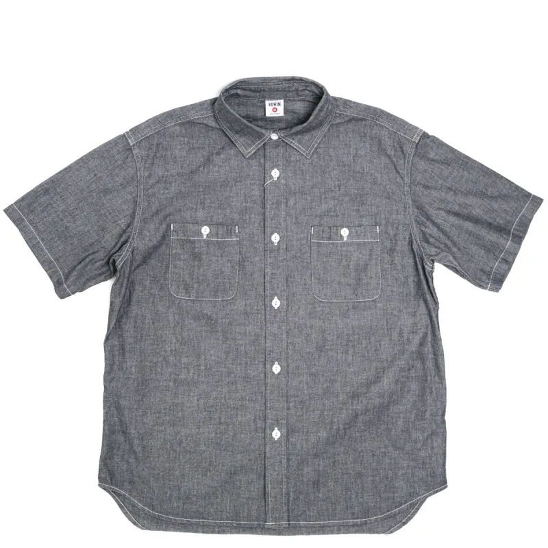 Short Sleeve Workshirt Black Chambray sold by Brooklyn Clothing Co.