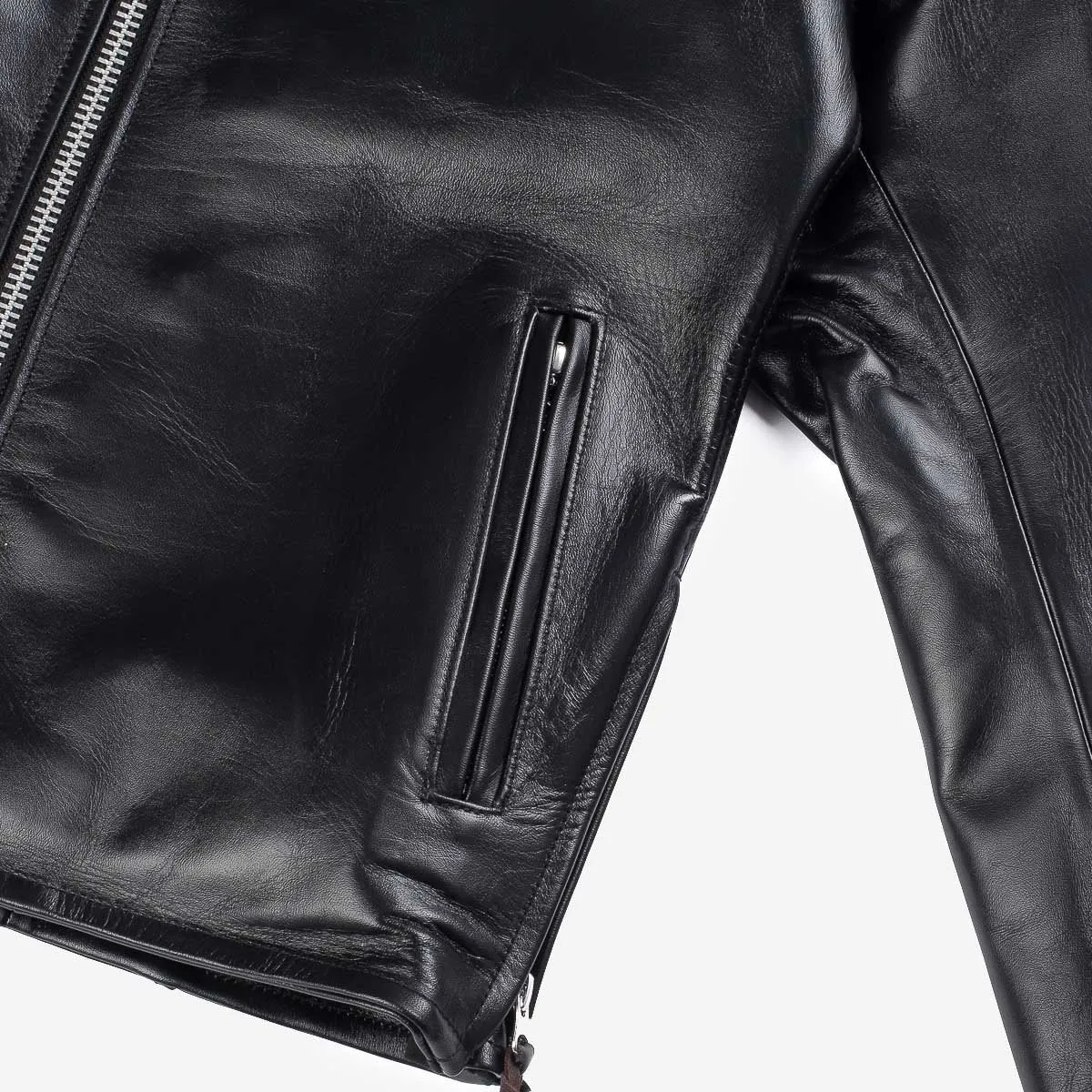 IHJ-54 BLK Japanese Horsehide Rider’s Jacket with Collar Black (Tea-Core Dyed) sold by Brooklyn Clothing Co. product image thumbnail 5