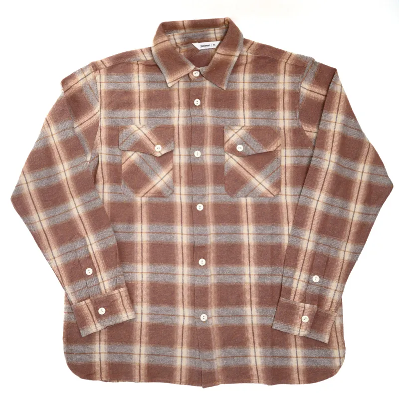 Crosscut Flannel Tobacco/Ecru Brush Check sold by Brooklyn Clothing Co.