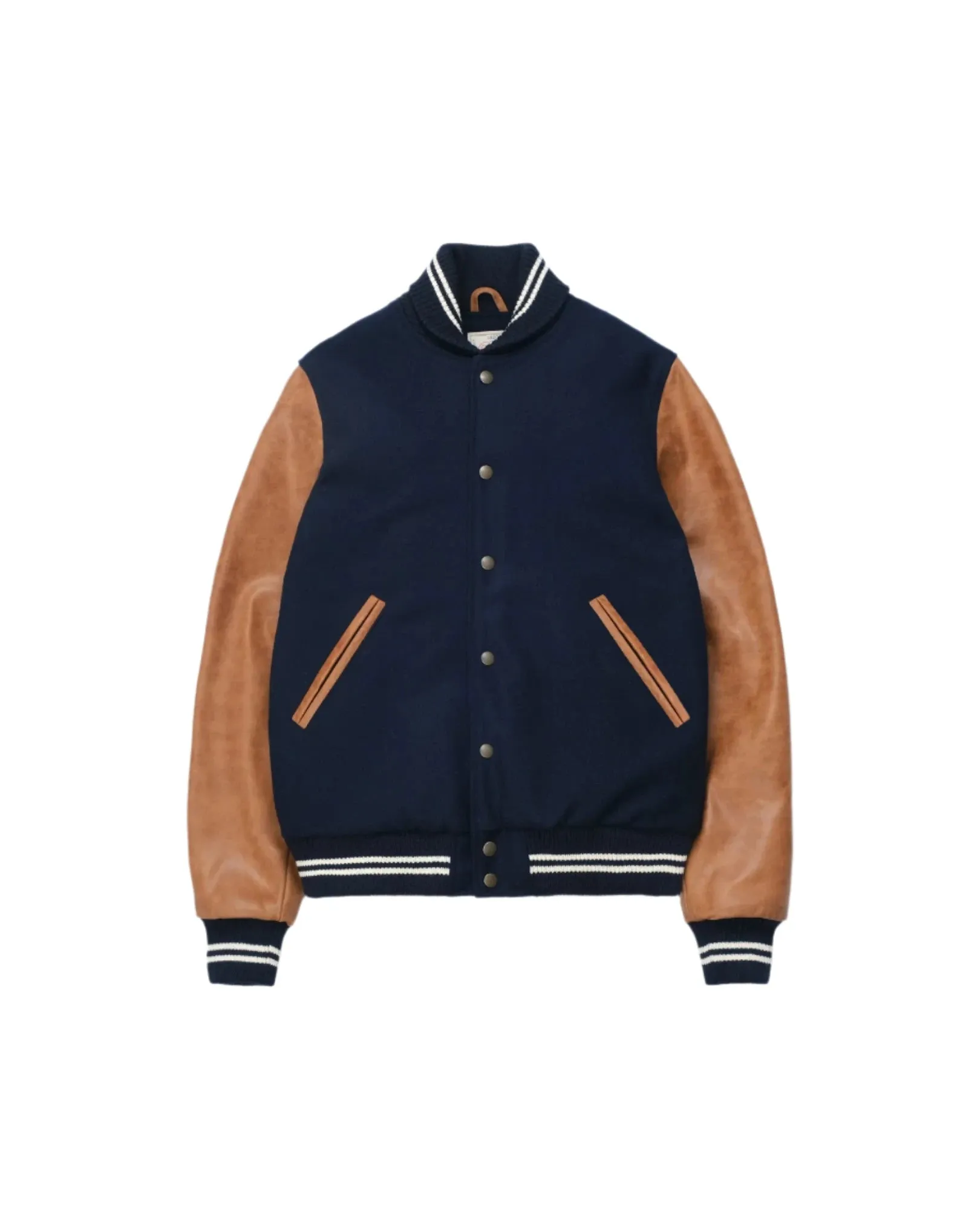 Varsity Jacket Dark Navy/Antique Rust sold by Brooklyn Clothing Co.