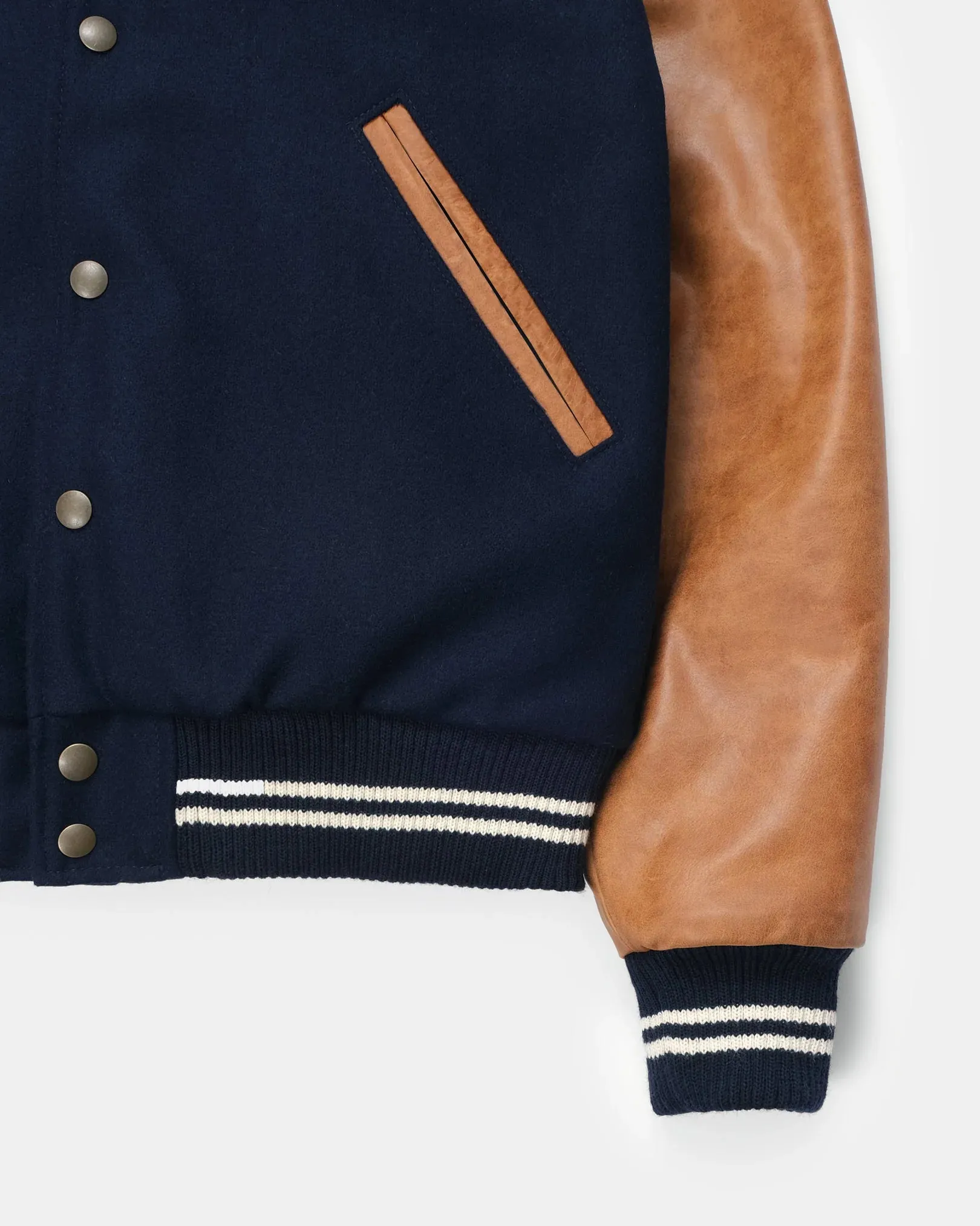 Varsity Jacket Dark Navy/Antique Rust sold by Brooklyn Clothing Co. product image thumbnail 4