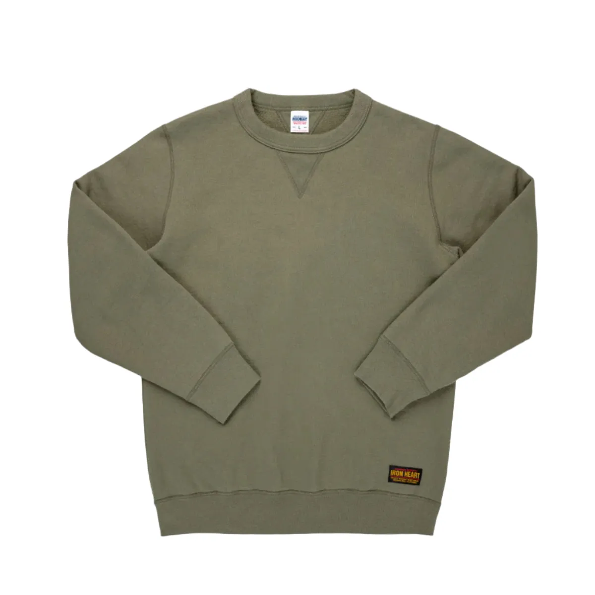 IHSW-69L-OLV 14oz Ultra Heavyweight Loopwheel Cotton Crew Neck Sweat Olive sold by Brooklyn Clothing Co.