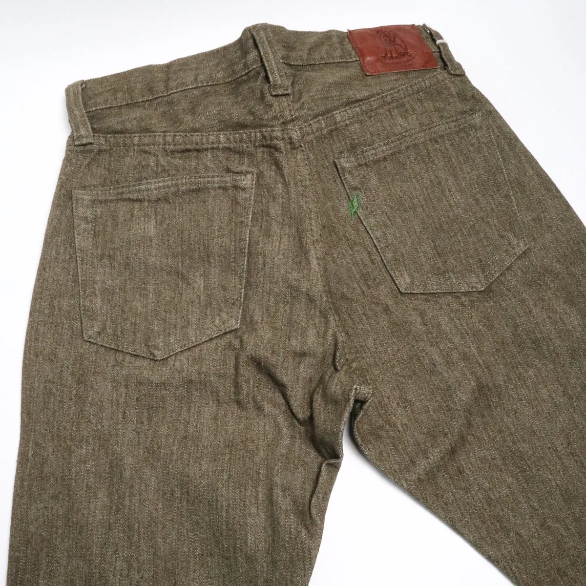 OL-14oz-019 14oz Selvedge Denim Relax Tapered Olive x White sold by Brooklyn Clothing Co. product image thumbnail 4
