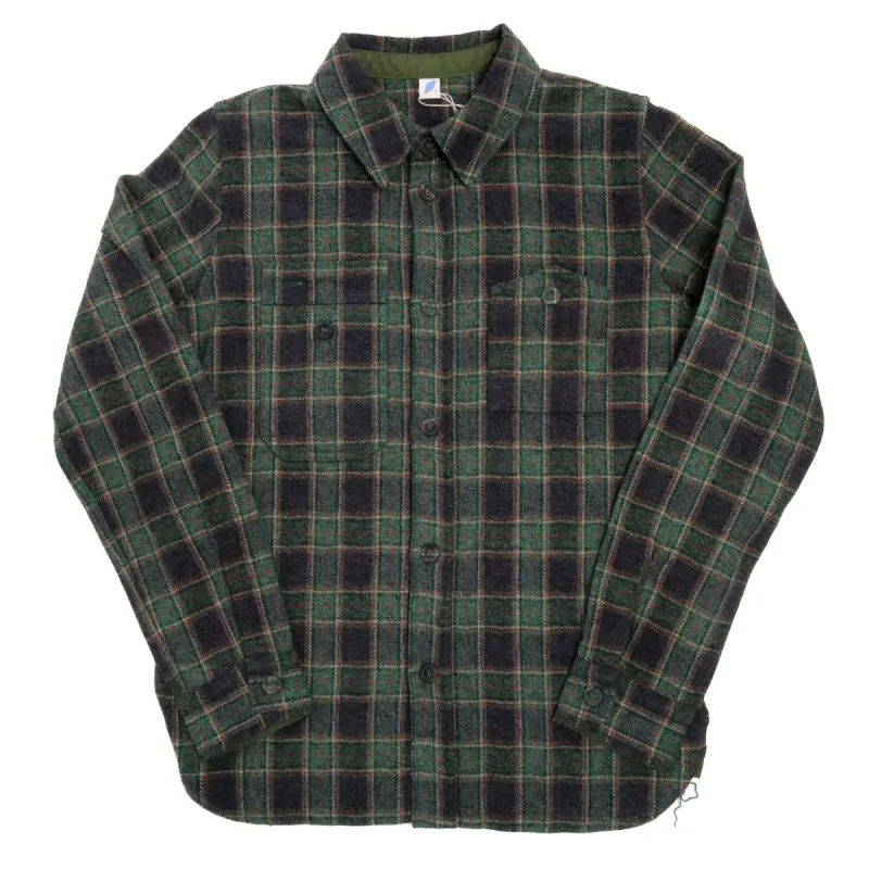 Cotton Tweed Check Double Pocket Shirt Green sold by Brooklyn Clothing Co.