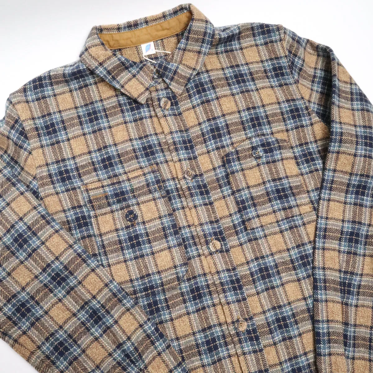Cotton Tweed Check Double Pocket Shirt Beige sold by Brooklyn Clothing Co. product image thumbnail 3