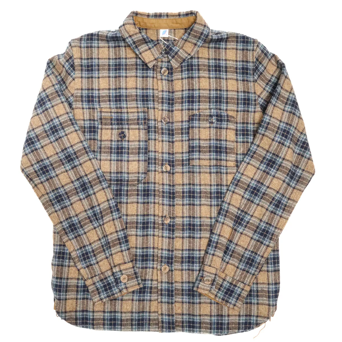 Cotton Tweed Check Double Pocket Shirt Beige sold by Brooklyn Clothing Co.
