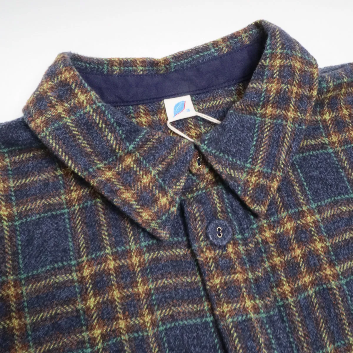 Cotton Tweed Check Double Pocket Shirt Navy sold by Brooklyn Clothing Co. product image thumbnail 2