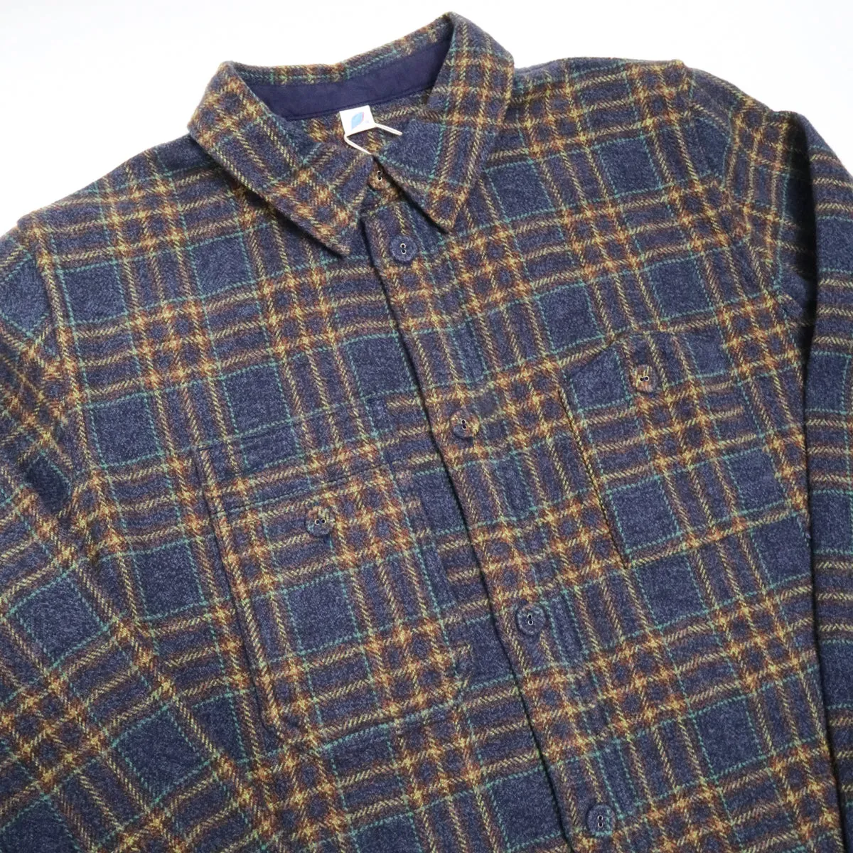 Cotton Tweed Check Double Pocket Shirt Navy sold by Brooklyn Clothing Co. product image thumbnail 3