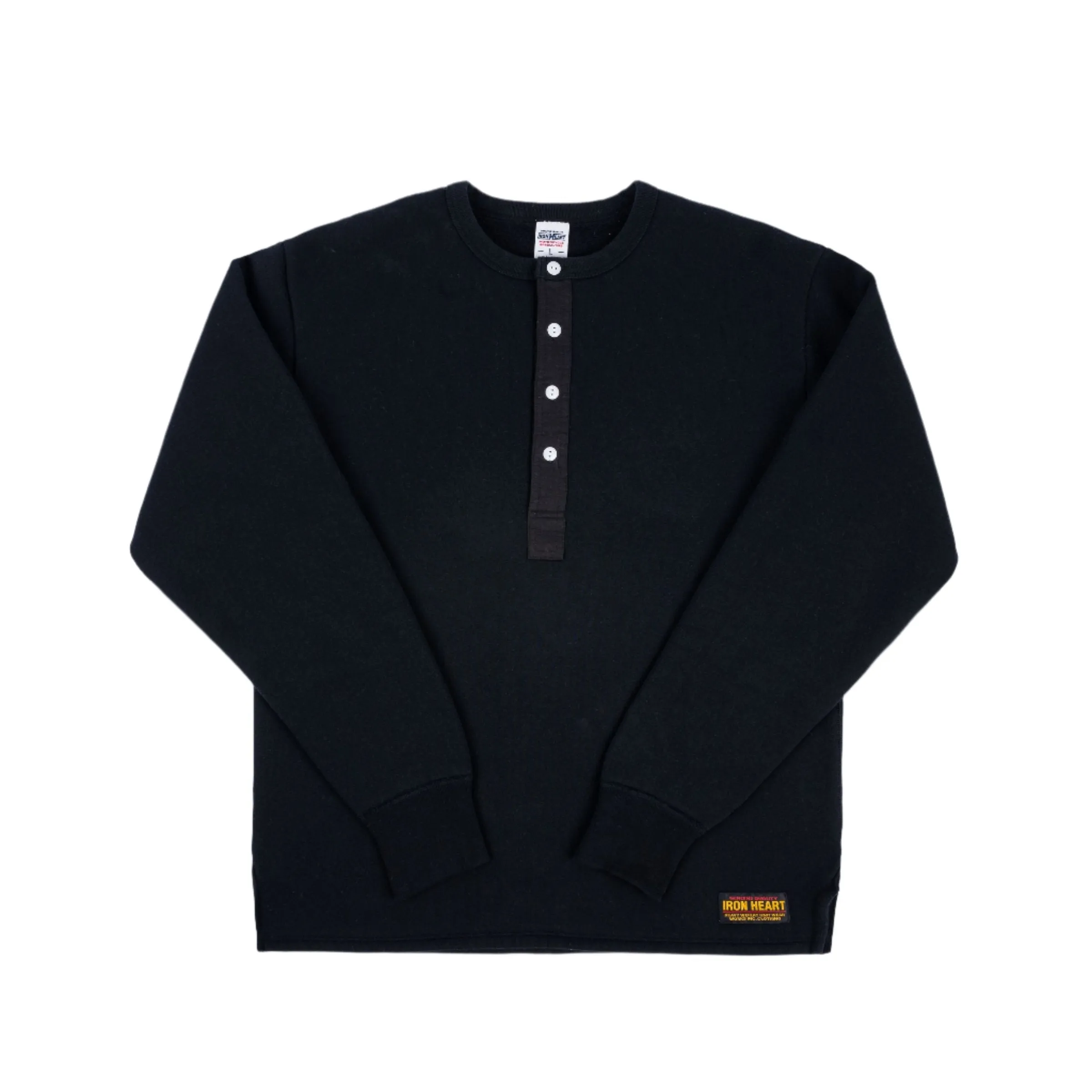 IHTL-2401-BLK 11oz Henley Long Sleeved Sweater Black sold by Brooklyn Clothing Co.