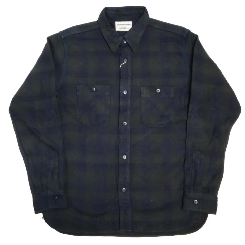 SIN24-03 Rope Dyed Indigo Flannel Shirt sold by Brooklyn Clothing Co.