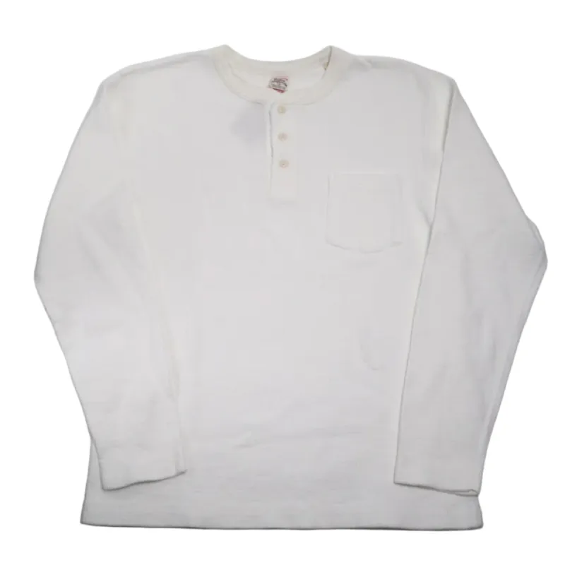Single Rib Henley Neck Long Sleeve White sold by Brooklyn Clothing Co.