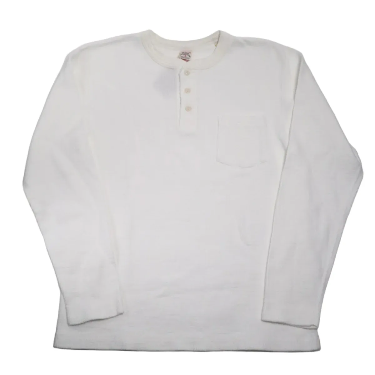 Single Rib Henley Neck Long Sleeve White sold by Brooklyn Clothing Co.