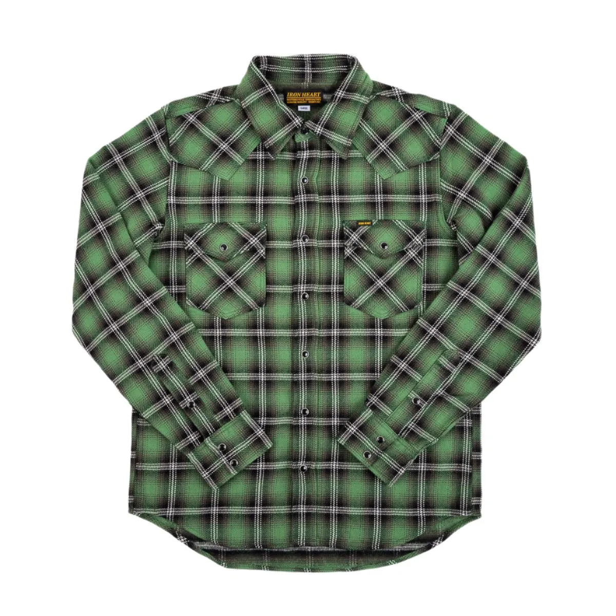 IHSH-405-GRN 12oz Ultra Heavy Flannel Check Western Shirt Green sold by Brooklyn Clothing Co.