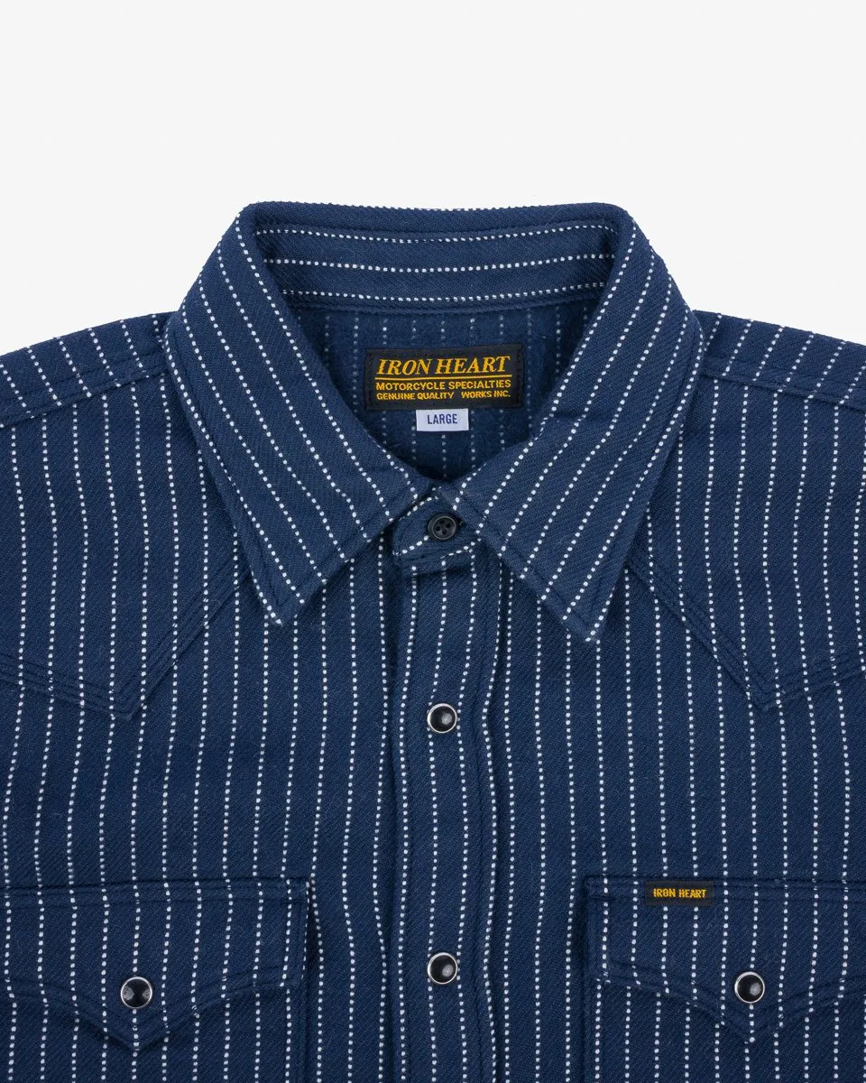 IHSH-401-NAV 12oz Ultra Heavy Flannel Chalk Stripe Western Shirt Navy sold by Brooklyn Clothing Co. product image thumbnail 4