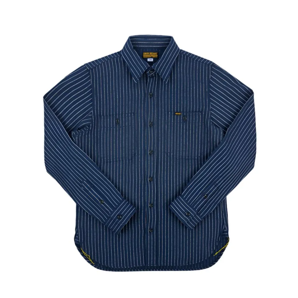IHSH-402-NAV 12oz Ultra Heavy Flannel Chalk Stripe Work Shirt Navy sold by Brooklyn Clothing Co.