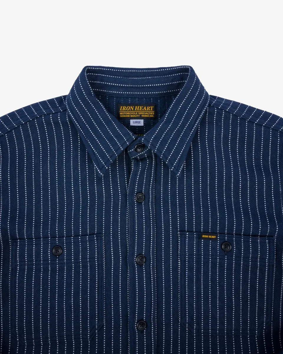 IHSH-402-NAV 12oz Ultra Heavy Flannel Chalk Stripe Work Shirt Navy sold by Brooklyn Clothing Co. product image thumbnail 4
