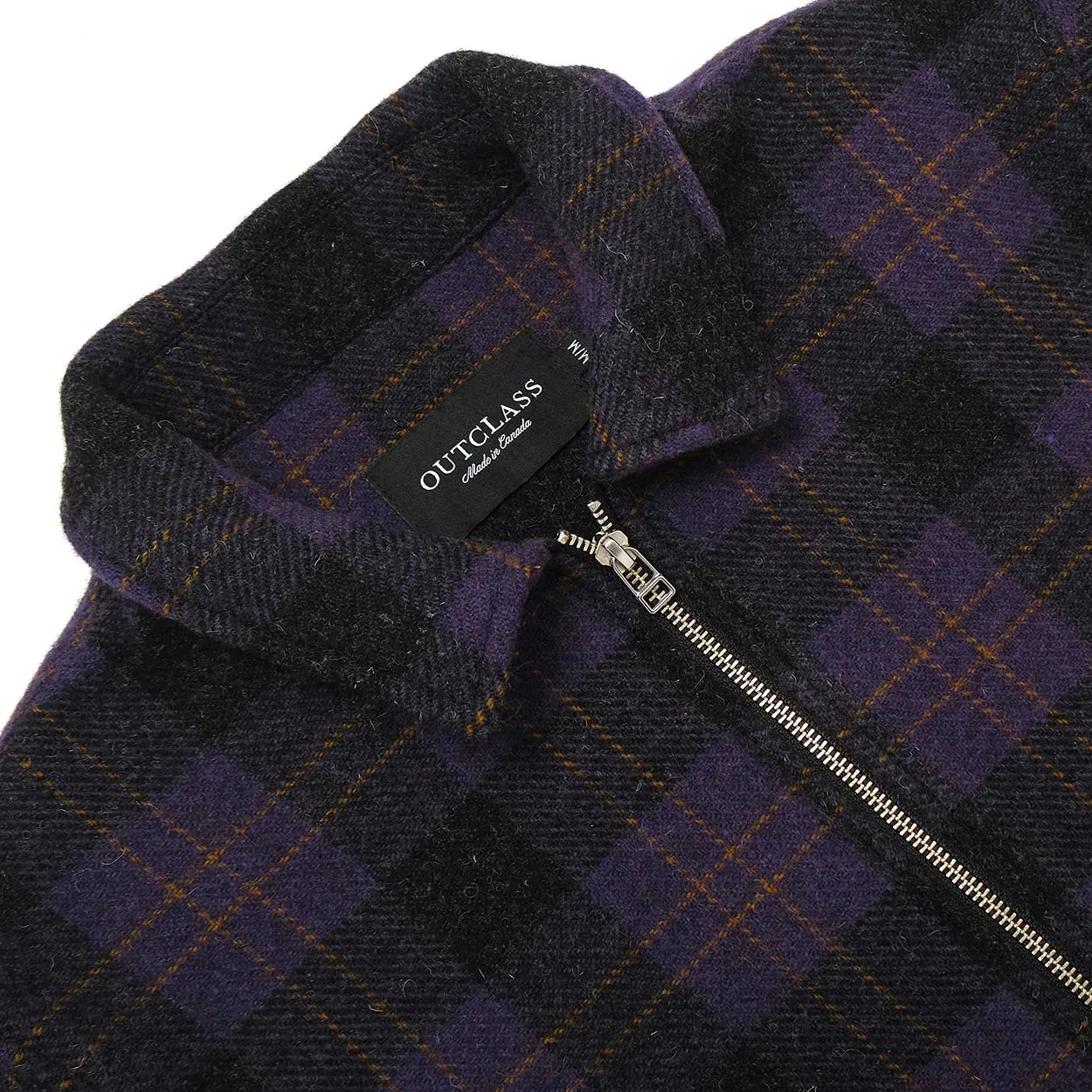 Plum Plaid Wool Zip Overshirt sold by Brooklyn Clothing Co. product image thumbnail 2