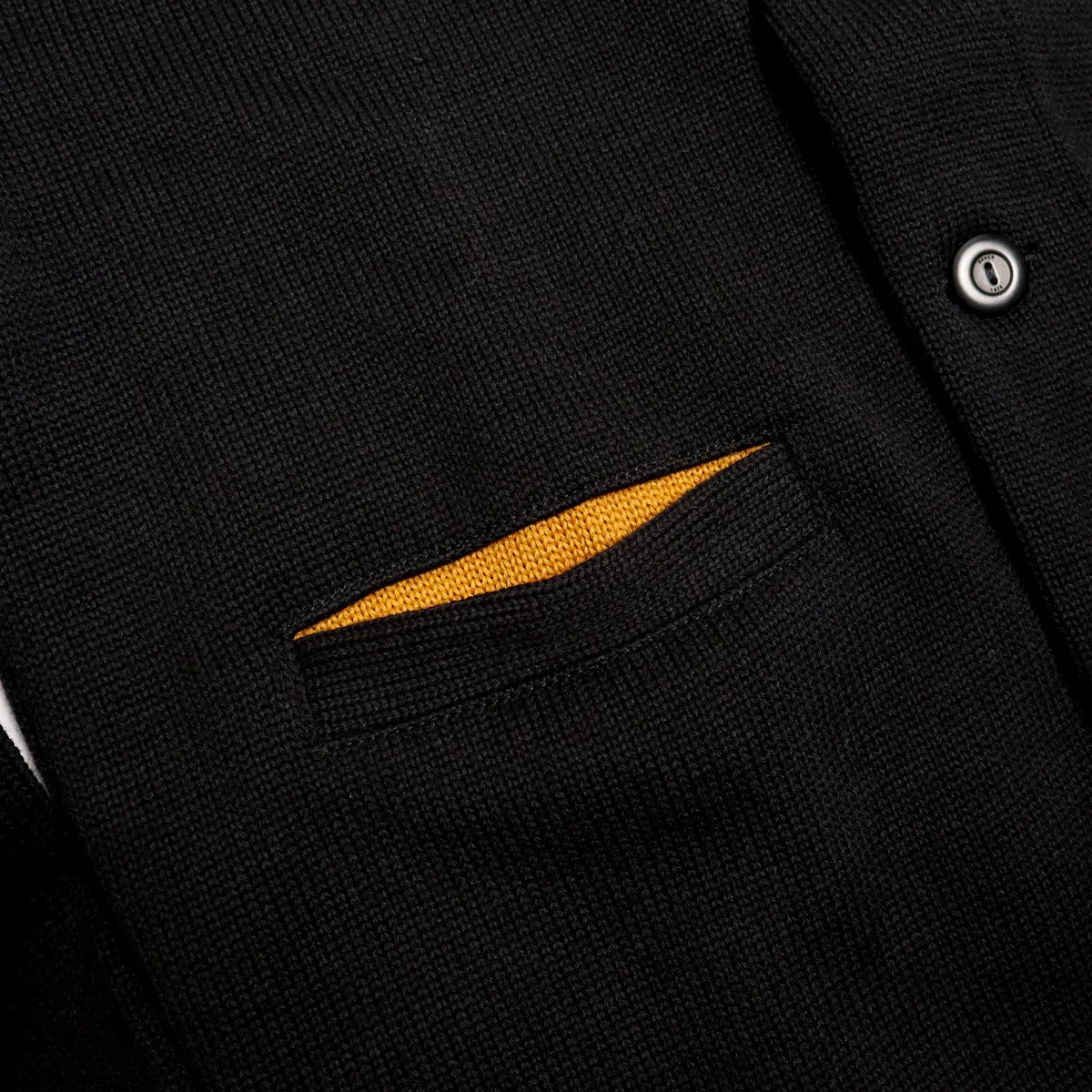 Slouchy Varsity Cardigan Sweater Black & Old Gold sold by Brooklyn Clothing Co. product image thumbnail 5