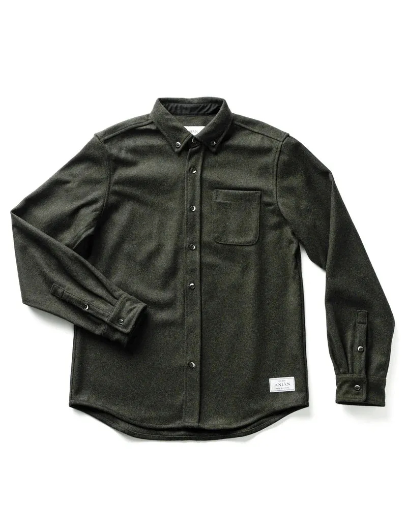 The Modern Melton Wool Olive sold by Brooklyn Clothing Co.