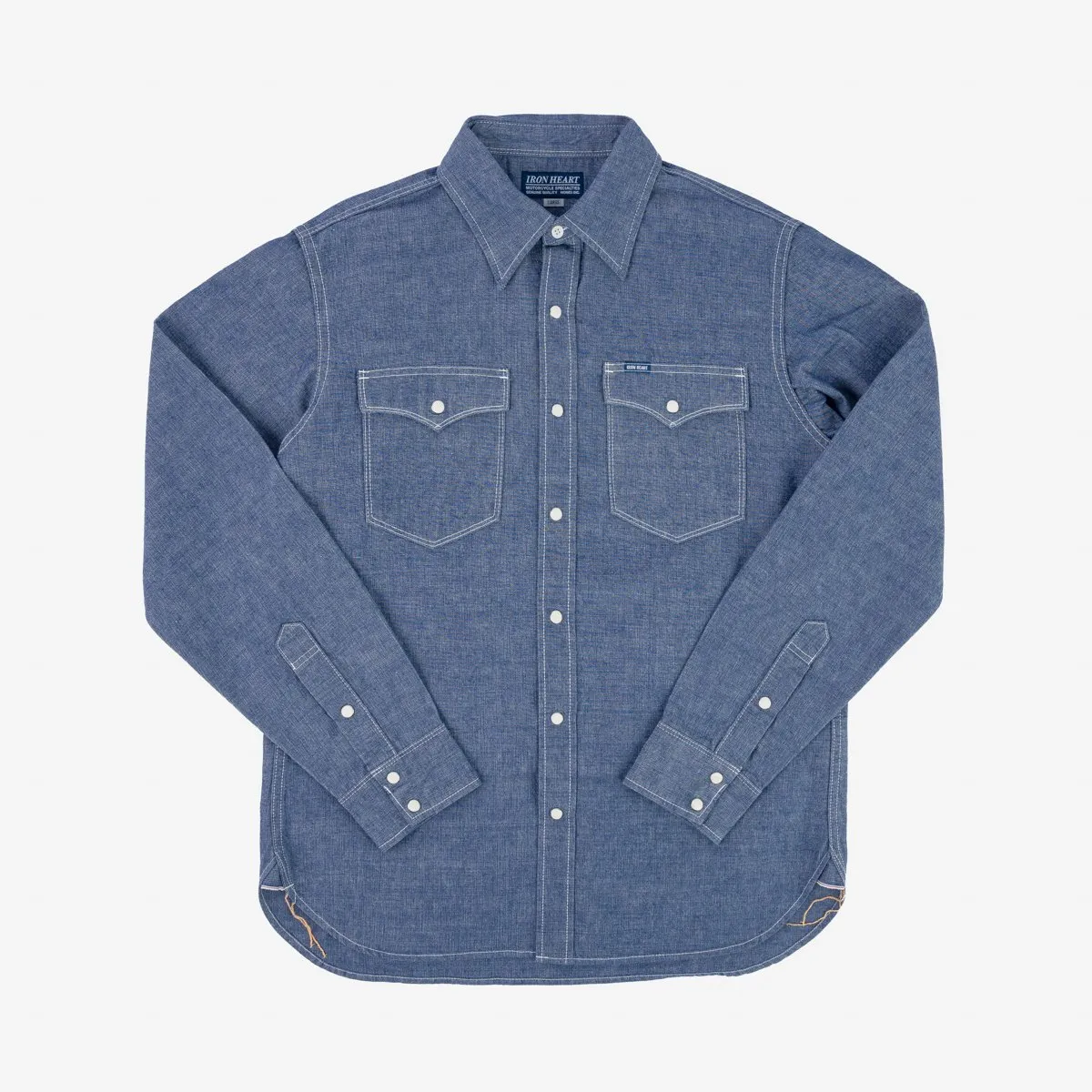 IHSH-13-BLU 10oz Selvedge Chambray Single Yoke Western Shirt Blue sold by Brooklyn Clothing Co.