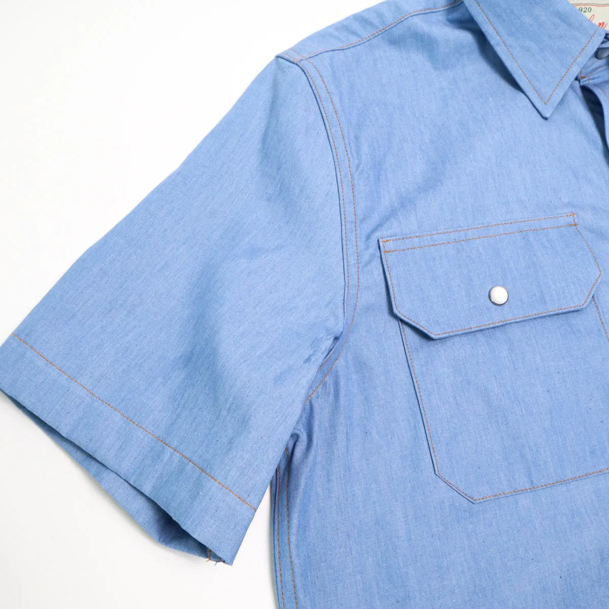 Drover Short Sleeve Shirt Light Indigo Chambray sold by Brooklyn Clothing Co. product image thumbnail 4