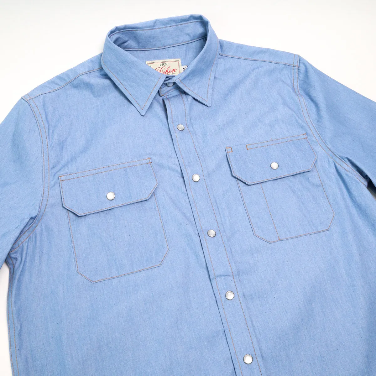 Drover Short Sleeve Shirt Light Indigo Chambray sold by Brooklyn Clothing Co. product image thumbnail 3