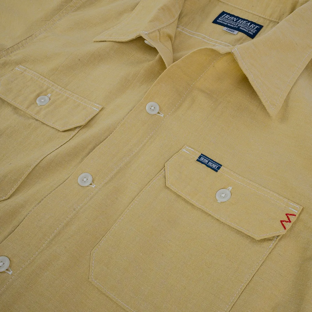 IHSH-388-YEL 4oz Selvedge Short Sleeved Summer Shirt Yellow sold by Brooklyn Clothing Co. product image thumbnail 3