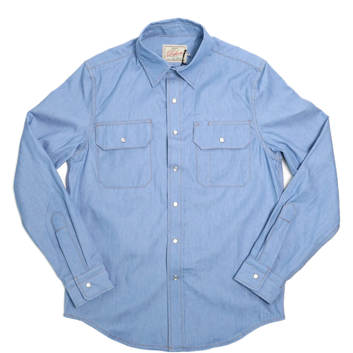 Drover Shirt Chambray Light Indigo sold by Brooklyn Clothing Co.