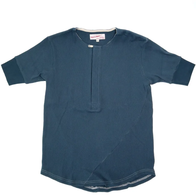 Hitchhiker Henley Organic Ultramarine Micro Waffle sold by Brooklyn Clothing Co.
